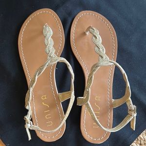 UNISA Gold Glitter flat sandals